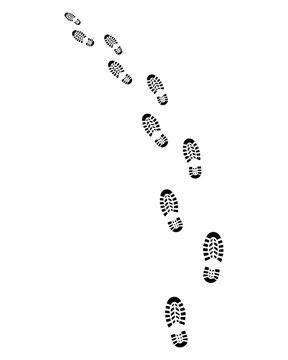 Trail of shoes prints, turn left,vector