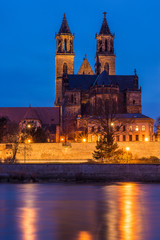 Magdeburger Elbufer am Abend, Sachsen-Anhalt