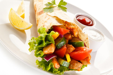 Kebabs - grilled meat and vegetables