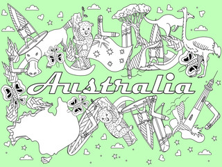 Australia Coloring vector illustration