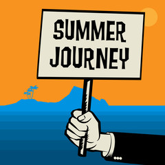 Poster in hand, business concept with text Summer Journey