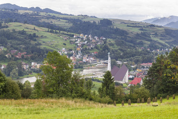 Panorama of Kroscienko on the Dunajec river, Poland