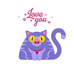 Cat with love you typography