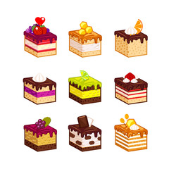Different  fruit cake slices