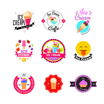 Flat ice cream stickers