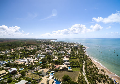 Aerial View of Coastline North of Bahia, Brazil