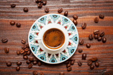 A traditional cup of turkish coffee.