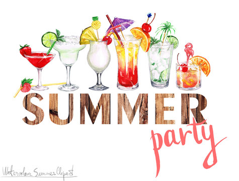 Watercolor Summer Clipart - Summer Party
