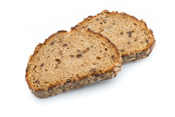Rye bread isolated on white background.