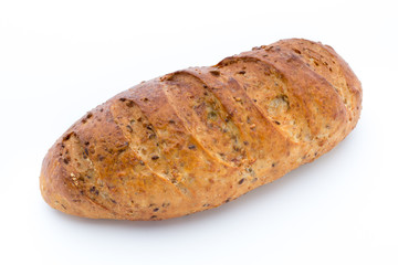 Loaf of bread isolated on white.