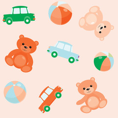 Seamless pattern with toys