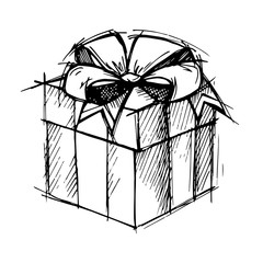 Hand drawn illustration - Magic gift box. Vector