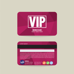Front And Back VIP Member Card Template Vector Illustration.