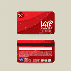 Front And Back VIP Member Card Template Vector Illustration.