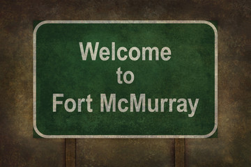Welcome to Fort McMurray roadside sign illustration