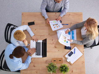 Group of business people working together on white background