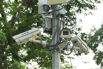 Surveillance camera in the park.