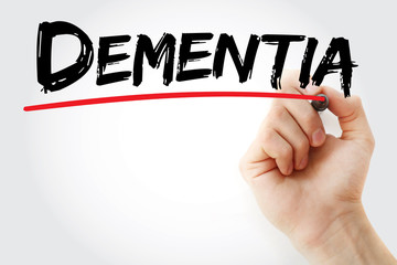 Hand writing Dementia with marker, health concept background