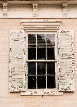 Detail Of Old Window With Peeling Paint