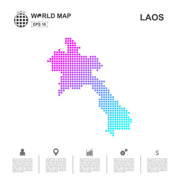 Map Of Laos pixel Vector
