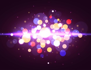 Magic bokeh background with light effect. Vector illustration.