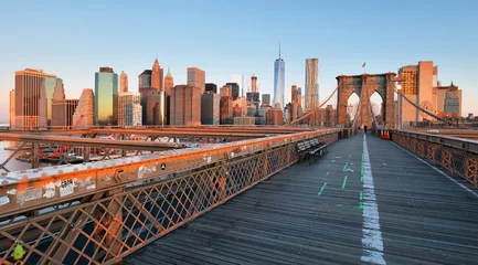 Selbstklebende Fototapete Brooklyn Bridge Brooklyn Bridge bei Sonnenaufgang, New York City, Manhattan