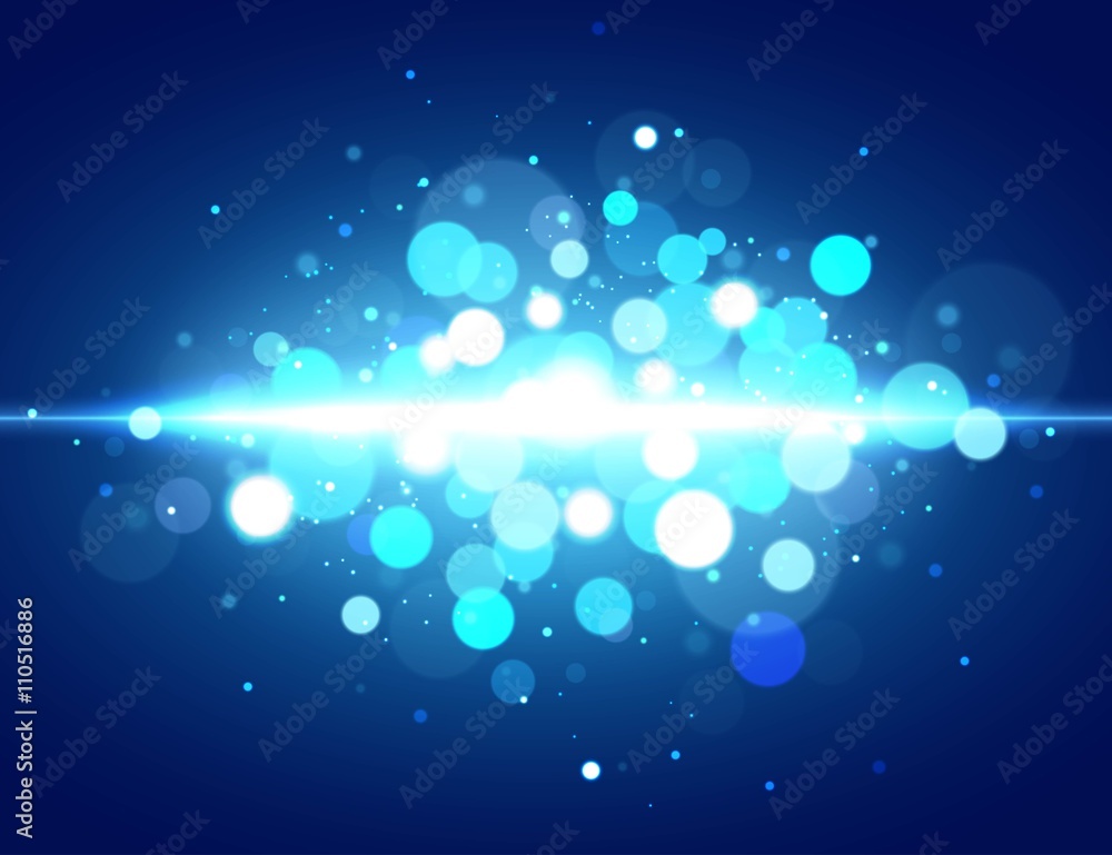 Wall mural blue bokeh. magic bokeh background with light effect. vector illustration.