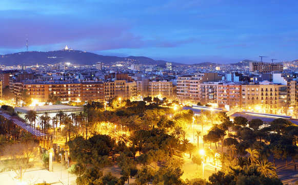 Barcelona skyline from Plaza Espana