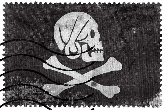 Henry Every Pirate Flag, Old Postage Stamp