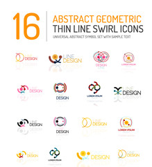 Collection of linear abstract logos - swirls and circles