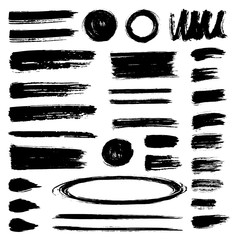 Set Of Black Hand-Drawn Grunge Elements