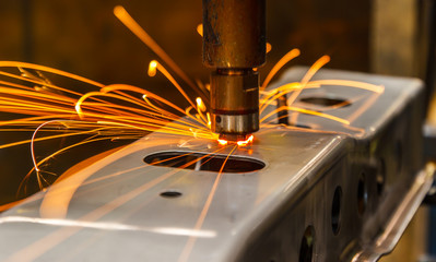 Industrial, automotive spot welding in factory