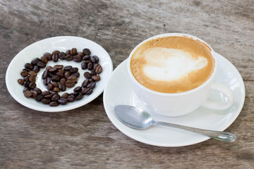 Coffee cup and beans