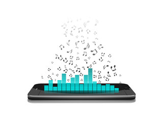 Smartphone with music notes.vector