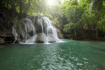 Fototapeta na wymiar Wonderful waterfall in Kanjanaburi Province, Thailand