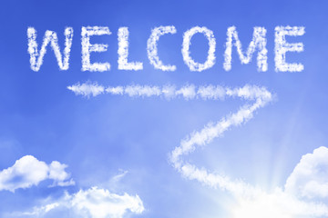 Fototapeta premium Welcome cloud word with a blue sky