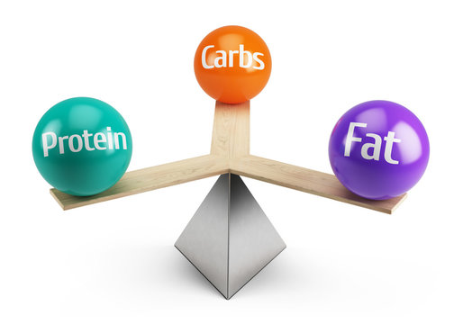 Good Balanced Diet Concept - Fats Carbs And Protein