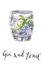 Glass of gin and tonic