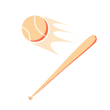 Baseball and bat isolated on white background