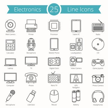 25 Electronics Line Icons