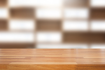 Empty wooden table and modern  background