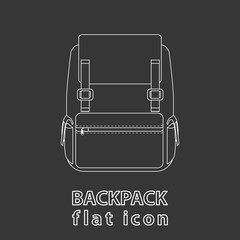 Monochrome flat icon. Backpack.