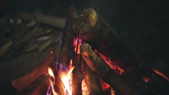 Touristic campfire at the evening.