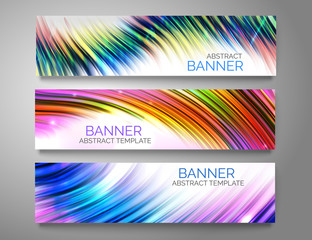 Obraz premium Set of abstract curve banners. Bright colorful wave. Vector design.