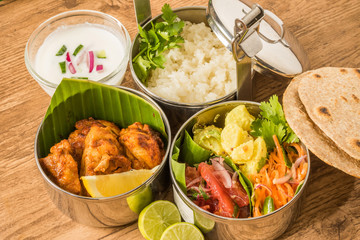 インドの典型的なカレー定食　ミールズ　 Lunch of meals south India