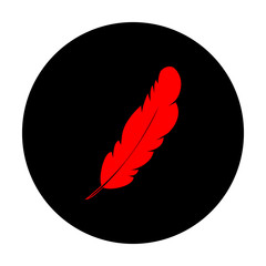 Feather sign. Red vector icon