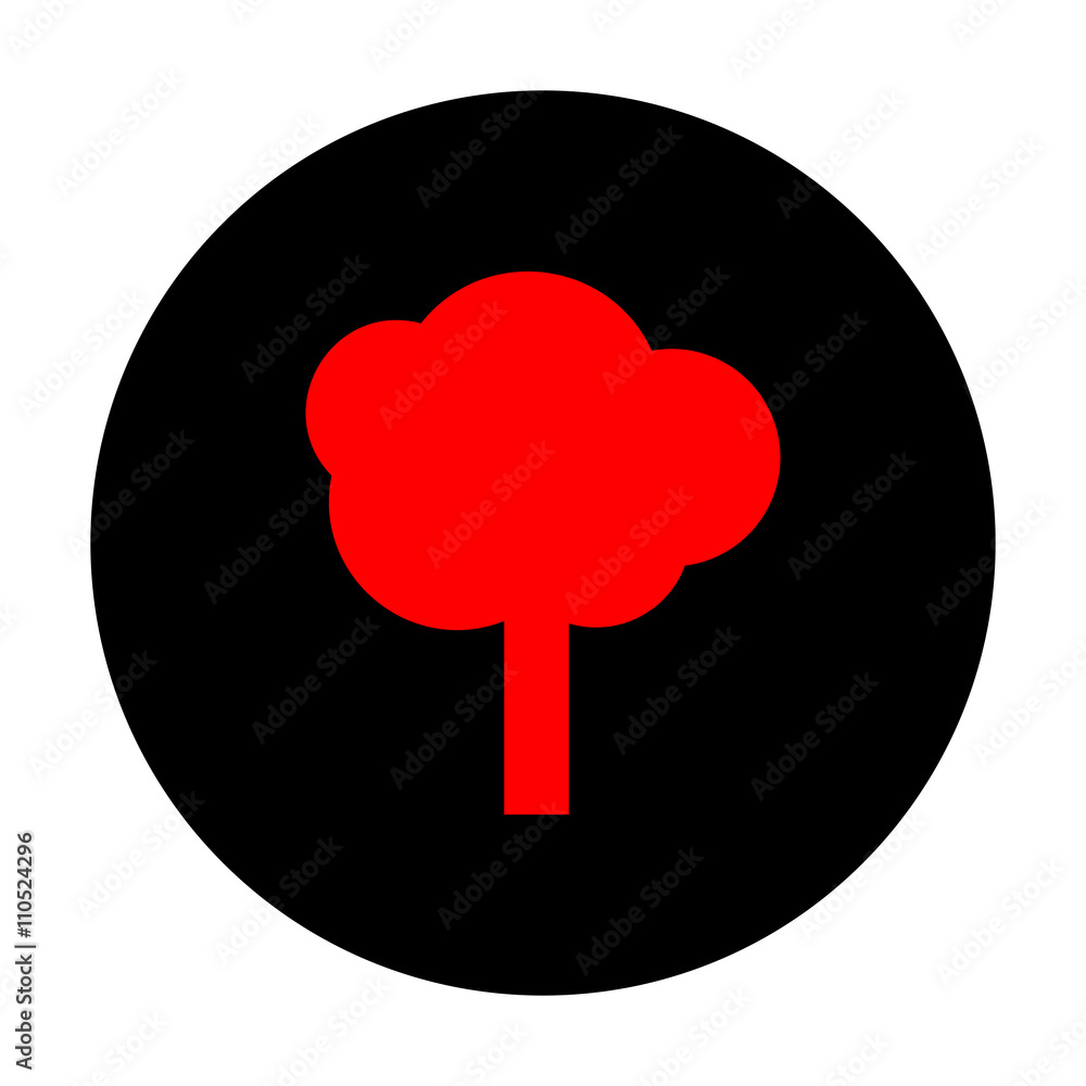 Poster tree sign. red vector icon