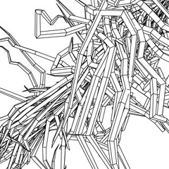 Abstract polygonal structure. Mechanical object. Vector.