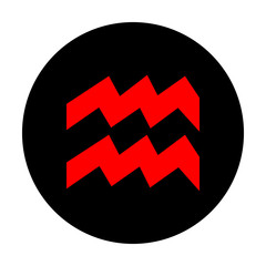 Aquarius sign. Red vector icon