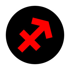 Sagittarius sign. Red vector icon